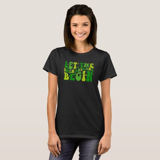 Let The Shenanigans Begin Groovy St Patrick's Kids T-shirt (Voorkant volledig)