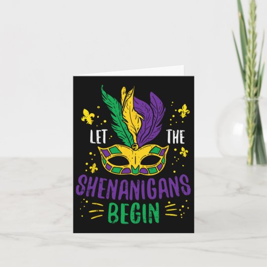Let The Shenanigans Begin Jester Funny Mardi Gras Kaart (Voorkant)