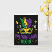 Let The Shenanigans Begin Jester Funny Mardi Gras Kaart (Gele Bloem)