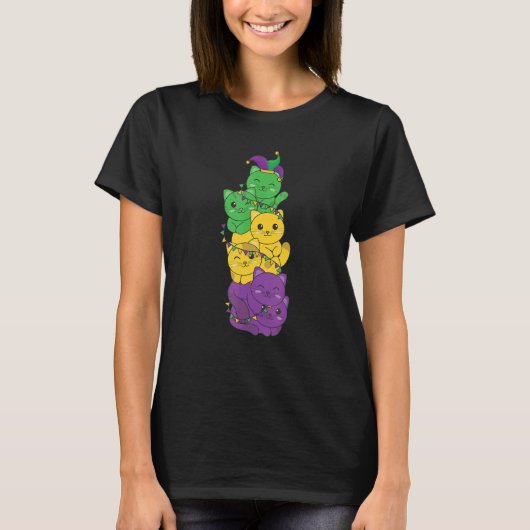 Let The Shenanigans Begin Mardi Gras Cat T-shirt (Voorkant)
