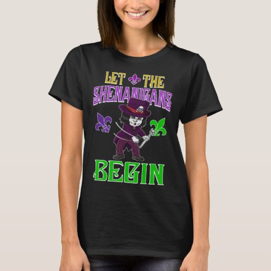 Let The Shenanigans Begin Mardi Gras Flossing Vood T-shirt (Voorkant)