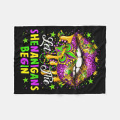 Let The Shenanigans Begin Mardi Gras Lips Girl Wom Fleece Deken (Voorkant (Horizontaal))