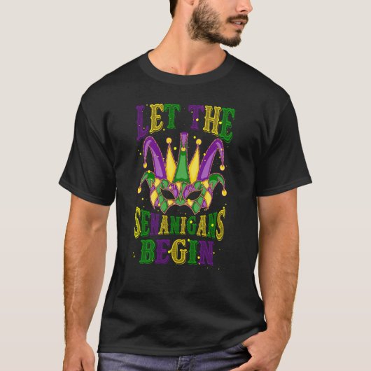Let The Shenanigans Begin Mardi Gras Mask Souvenir T-shirt (Voorkant)