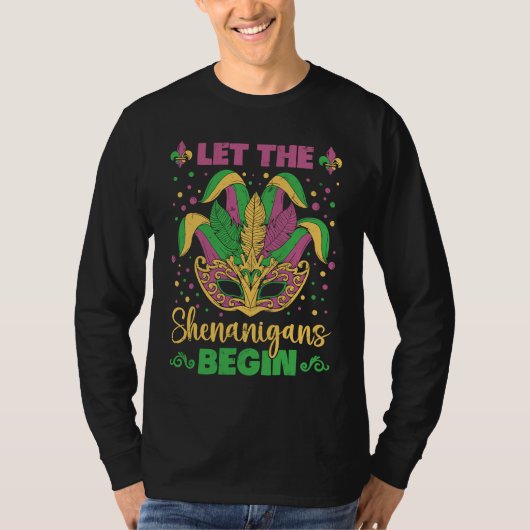 Let The Shenanigans Begin Mask Purple Green Yellow T-shirt (Voorkant)