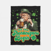 Let The Shenanigans Begin St Patrick's Day Shamroc Fleece Deken (Voorkant)