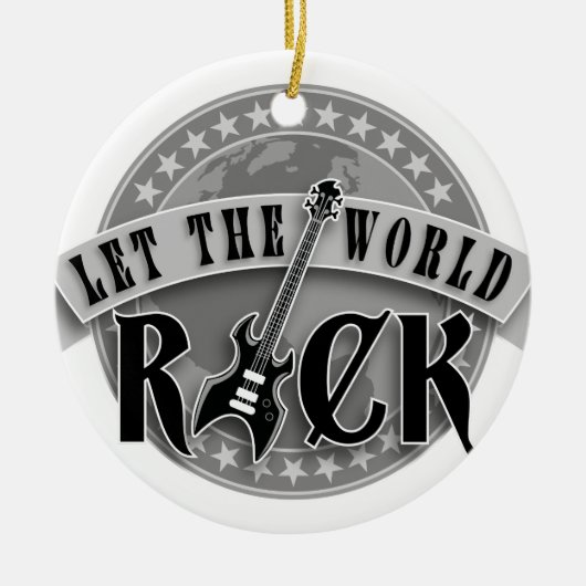 let the world rock electric bass guitar keramisch ornament (Voorkant)