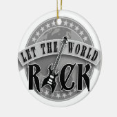 let the world rock electric bass guitar keramisch ornament (Links)