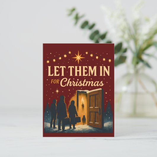 Let Them In for Christmas Design Feestdagenkaart (Staand voorkant)