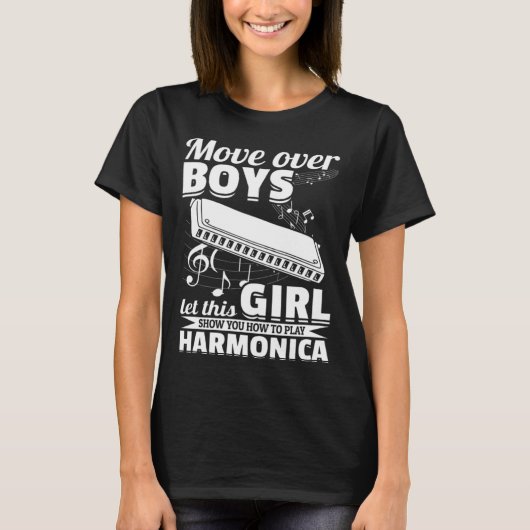 Let This Girl Show You How To Play Harmonica Music T-shirt (Voorkant)