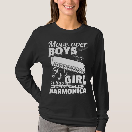 Let This Girl Show You How To Play Harmonica Music T-shirt (Voorkant)