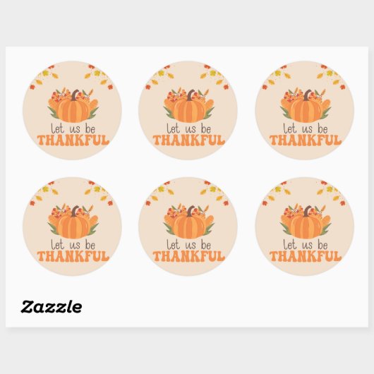 Let Us Be Thankful Pumpkin Fall Ronde Sticker (Vel)