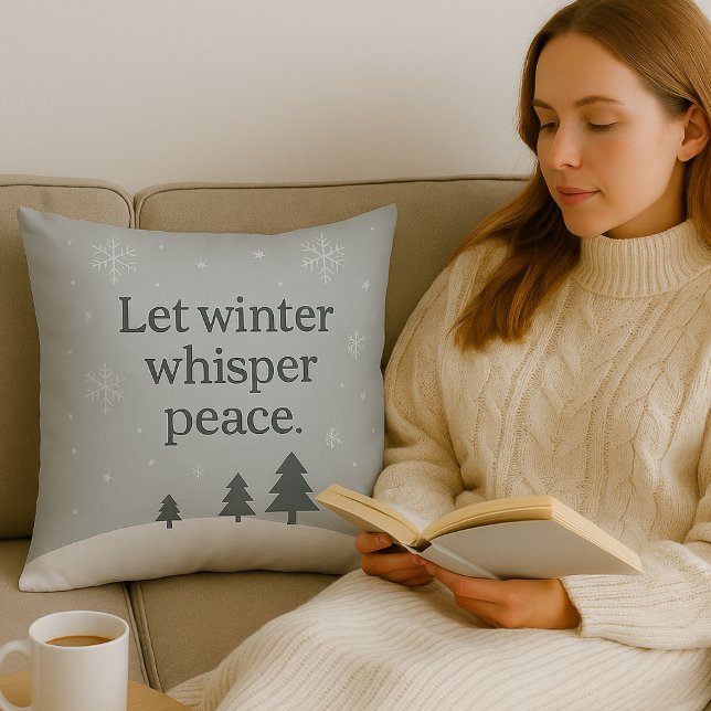Let Winter Whisper Peace – Scandinavian Winter  Kussen (Let_winter_whisper_peace_Holiday_christmas_throw_Pillow)