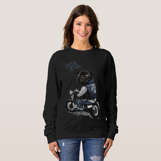 Let&x27;s Ride Motorcycle Big Bike Black Dog T Trui (Voorkant volledig)