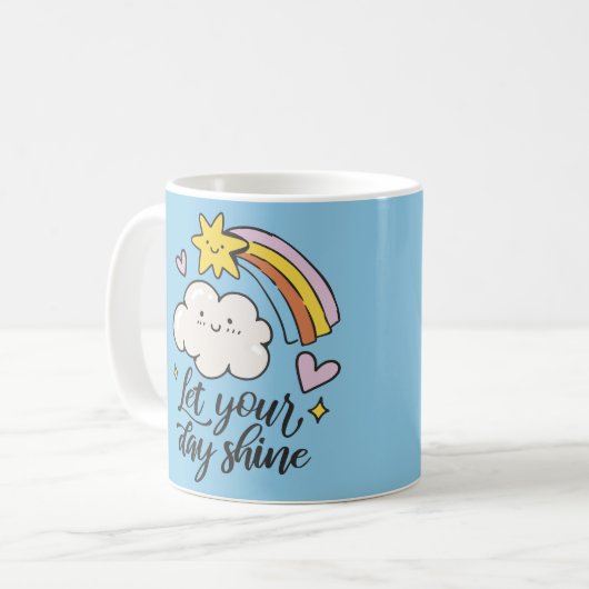 Let Your Day Shine Rainbow Mug – Cute & Uplifting  Koffiemok (Voorkant links)