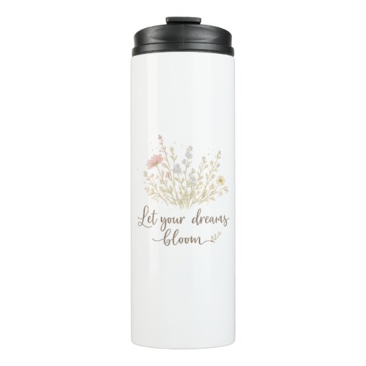Let Your Dreams Bloom | Soft Floral Motivation Art Thermosbeker (Voorkant)