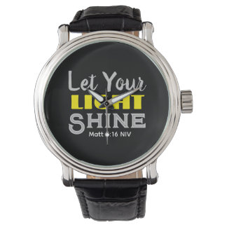Let Your Light Shine Bible Verse Black and Yellow Horloge