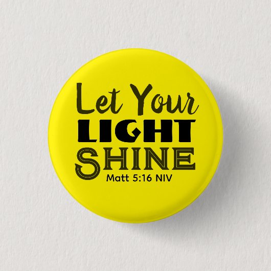 Let Your Light Shine Bible Verse Yellow Cute Ronde Button 3,2 Cm (Voorkant)