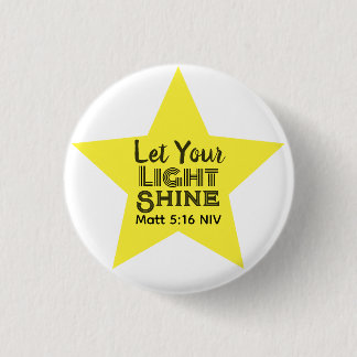 Let Your Light Shine Bible Verse Yellow Star Ronde Button 3,2 Cm