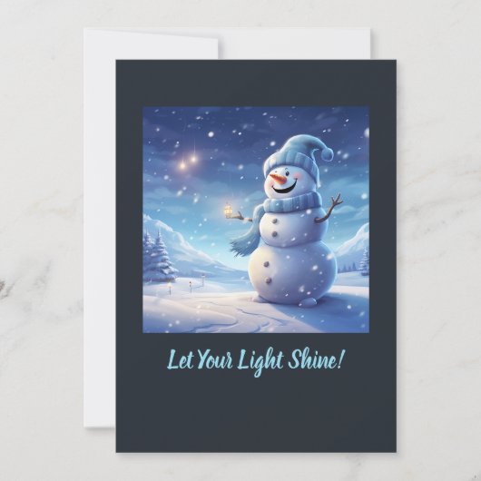 "Let Your Light Shine!" – Snowman Christmas Card Feestdagenkaart (Voorkant)