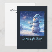 "Let Your Light Shine!" – Snowman Christmas Card Feestdagenkaart (Voorkant / Achterkant)