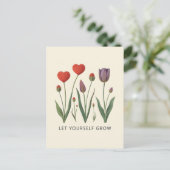 Let Yourself Grow Floral Heart Tulips Art Briefkaart (Staand voorkant)