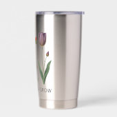Let Yourself Grow Floral Heart Tulips Art Geïsoleerde Drinkbeker (Links)