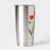 Let Yourself Grow Floral Heart Tulips Art Geïsoleerde Drinkbeker (Rechts)