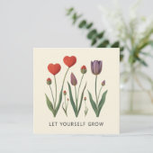 Let Yourself Grow Floral Heart Tulips Art Kaart (Staand voorkant)