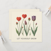 Let Yourself Grow Floral Heart Tulips Art Kaart (Voorkant / Achterkant in situ)