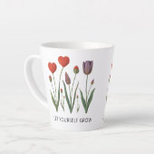 Let Yourself Grow Floral Heart Tulips Art Latte Mok (Linkerhoek)