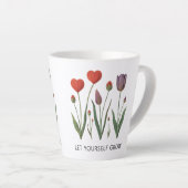 Let Yourself Grow Floral Heart Tulips Art Latte Mok (Rechterhoek)