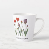 Let Yourself Grow Floral Heart Tulips Art Latte Mok (Rechts)