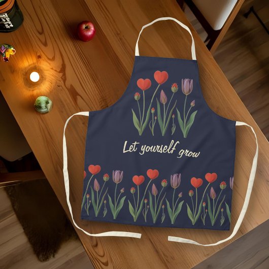Let Yourself Grow Floral Heart Tulips Art Schort