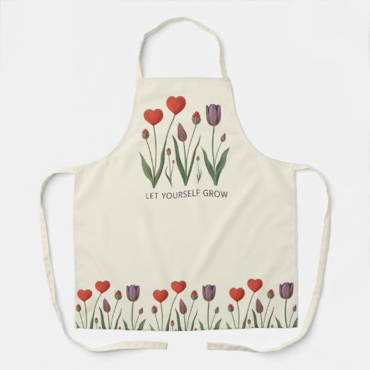 Let Yourself Grow Floral Heart Tulips Art Schort (Voorkant)
