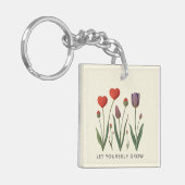 Let Yourself Grow Floral Heart Tulips Art Sleutelhanger (Voorkant Links)