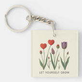 Let Yourself Grow Floral Heart Tulips Art Sleutelhanger (Voorkant)