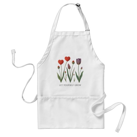 Let Yourself Grow Floral Heart Tulips Art Standaard Schort (Voorkant)