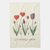 Let Yourself Grow Floral Heart Tulips Art Theedoek (Verticaal)
