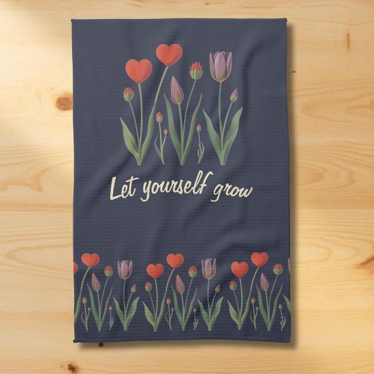 Let Yourself Grow Floral Heart Tulips Art Theedoek