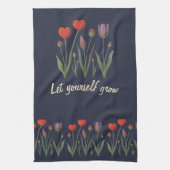 Let Yourself Grow Floral Heart Tulips Art Theedoek (Verticaal)