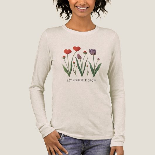 Let Yourself Grow Floral Heart Tulips Art Tri-Blend Shirt (Voorkant)