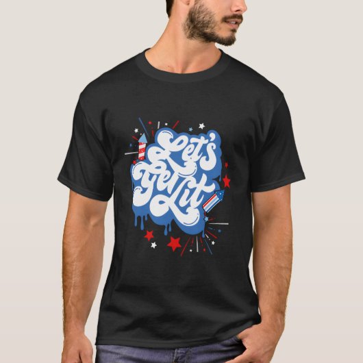 Letâ€™S Ontvang vuurwerk Amerikaans 4th of July Pa T-shirt (Voorkant)