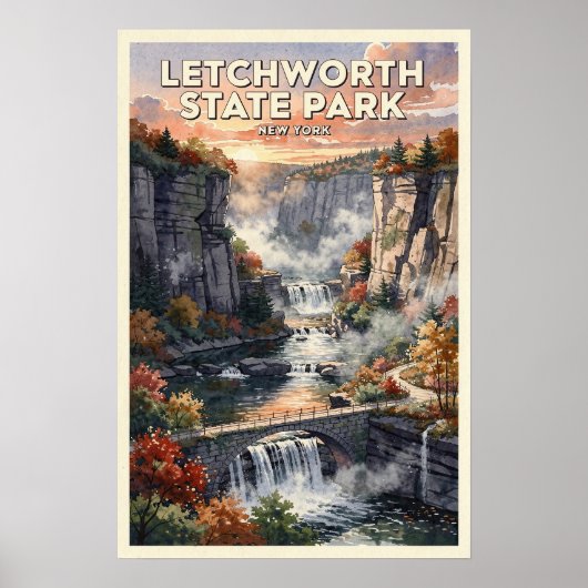 Letchworth State Park New York Reisposter uit het Poster (Voorkant)