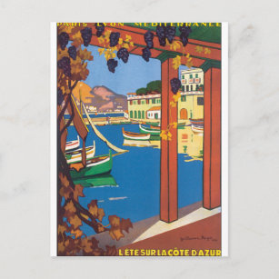 L'Ete Sur La Cote D'Azur Vintage Travel Poster Briefkaart