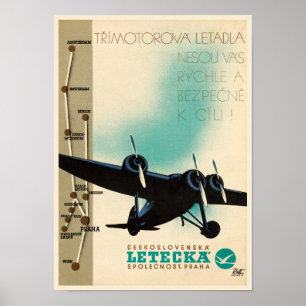 Letecka Czechoslovakia Vintage Poster 1932