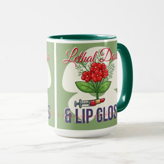Lethal Doses & Lip Gloss-Funny Medical Humor Gift Mok (Voorkant rechts)