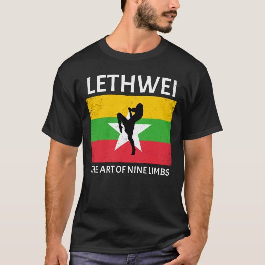 Lethwei vlag Myanmar T-Shirt (Voorkant)