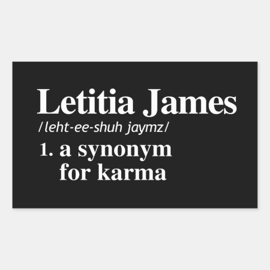 Letitia James Definitie: Synoniem voor Karma Rechthoekige Sticker (Voorkant)