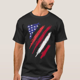 Letland Amerikaans Gekweekte Vlag USA Patriottisch T-shirt