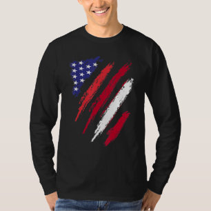 Letland Amerikaans Geteelde Vlag USA Patriot Erfgo T-shirt